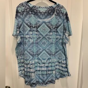 Style & Co Beautiful Blue Patterned 3X - Fits like 2X